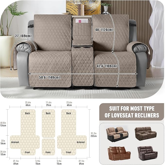 TAOCOCO 100% Waterproof Loveseat Recliner Couch Sofa Covers - Image 3