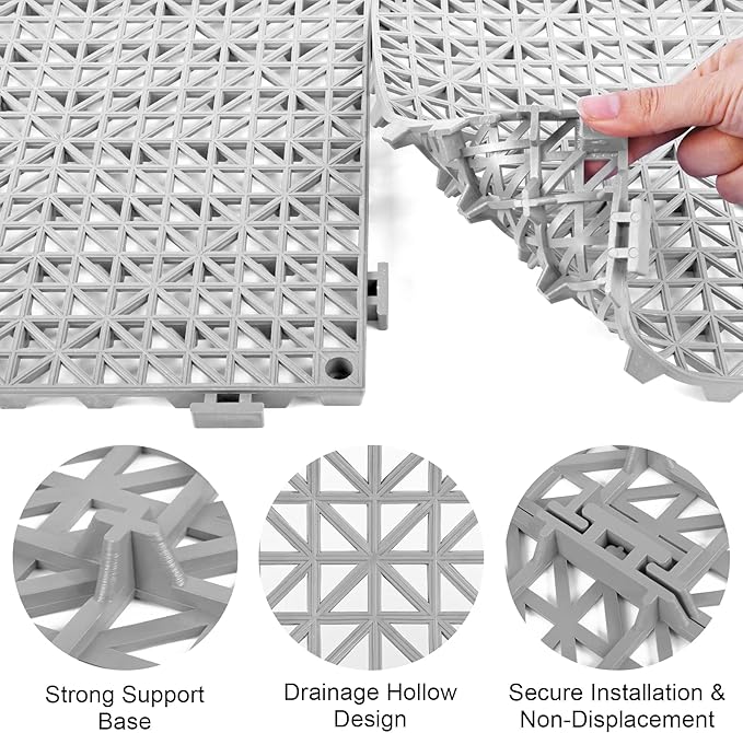 MYFAMIREA Modular Interlocking Cushion 12 Pack 11.8" x 11.8" Rubber Floor Tiles - Image 4