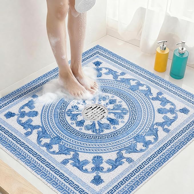 Square Shower Mat Non Slip: 36x36 Inch Extra Large Shower Mats by KAZOLEN