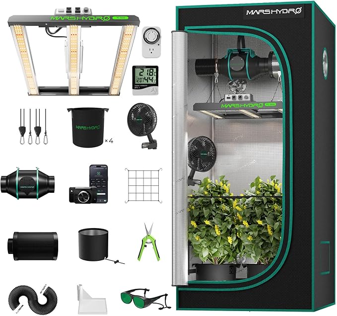 MARS HYDRO 3x3 Smart Grow Tent Kit Complete System, 150W FC1500 Samsung LM301H by MARSHYDRO