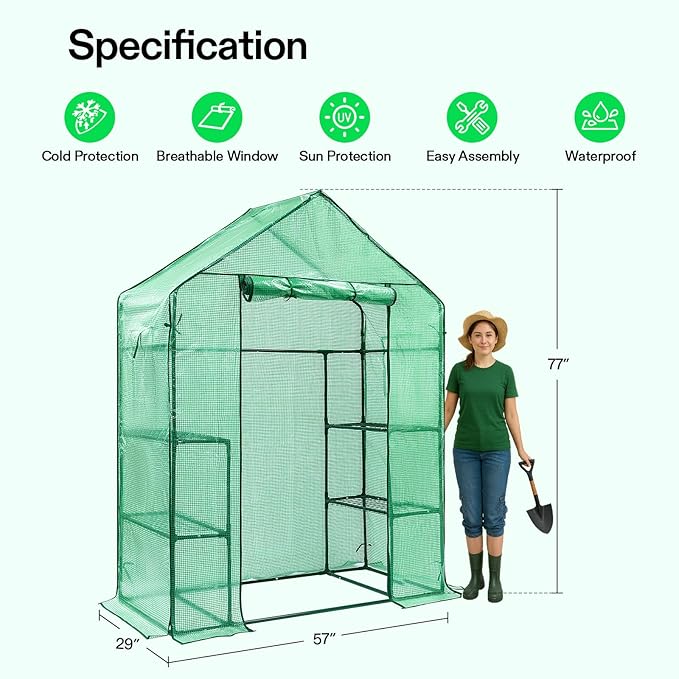 VIVOSUN 57 x 29 x 77-Inch Mini Walk-in Greenhouse - Image 2