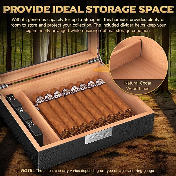 TISFA Cigar Humidor Box Cigar Accessories Set, Includes V Cutter, Straight - Image 5