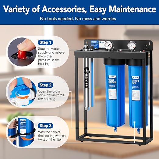 HQUA WF3-03 3-Stage Free-Standing Whole House Water Filtration System, UV - Image 7