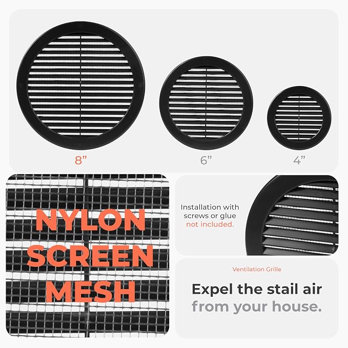 50-Pack 8" Round Air Vent Cover – Black Plastic Soffit Air Vent Deflector - Image 3