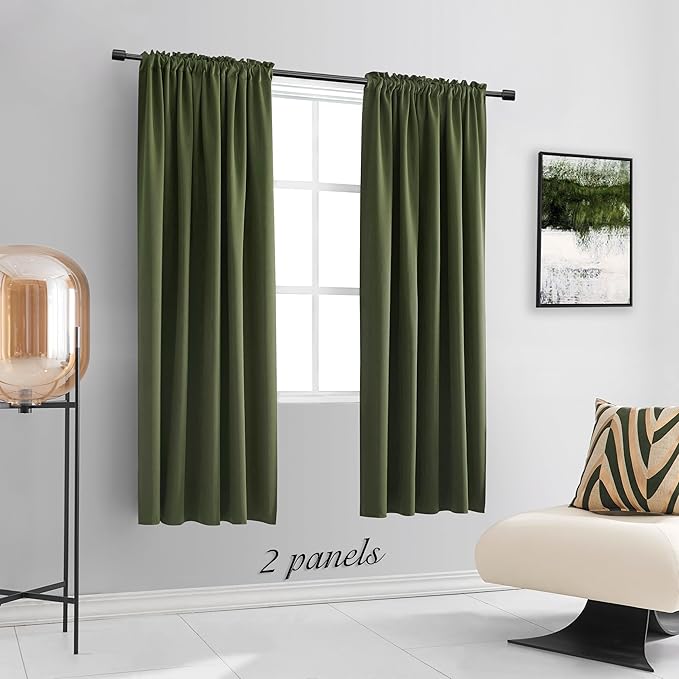 DONREN Dark Olive Green Blackout Curtains - Image 5
