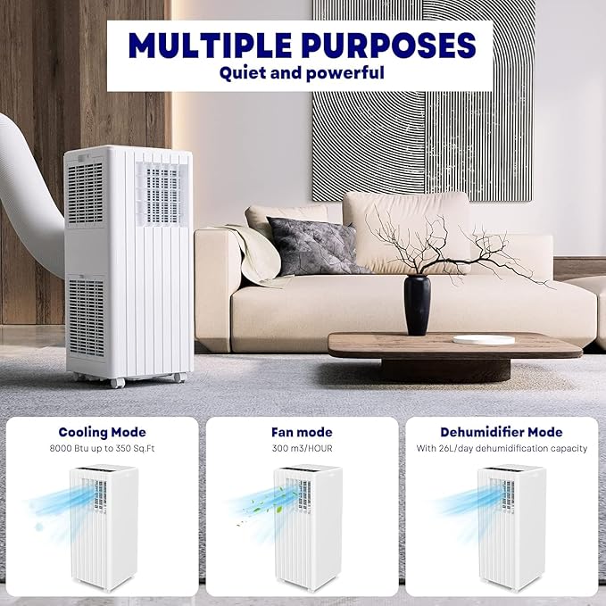 Portable Air Conditioner for 250-350 Sq Ft 3-In-1 8000 BTU AC Unit - Image 6