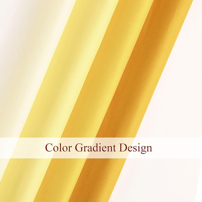 L.Z.E Gold and White Ombre Privacy Curtains 108 Inches Long 2 Panels Set Gold - Image 6