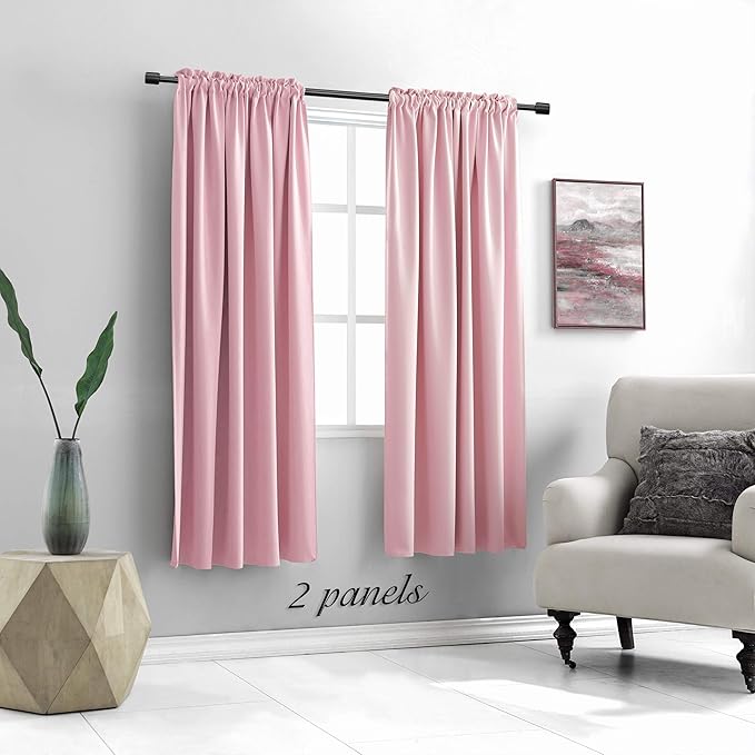 DONREN Pink Room Darkening Curtains - Image 2