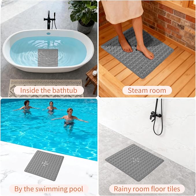 Anti-Slip Bathtub Shower mat, 20.8×20.8（Approximately 53×53cm） inch Soft - Image 7