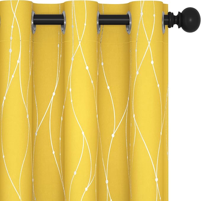 Deconovo Yellow Curtains, Thermal Insulated Soundoroof Pravicy Curtain by Deconovo