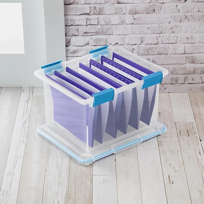 32 Quart Gasket Box, Weather-Resistant Clear File Storage Bin - Image 4