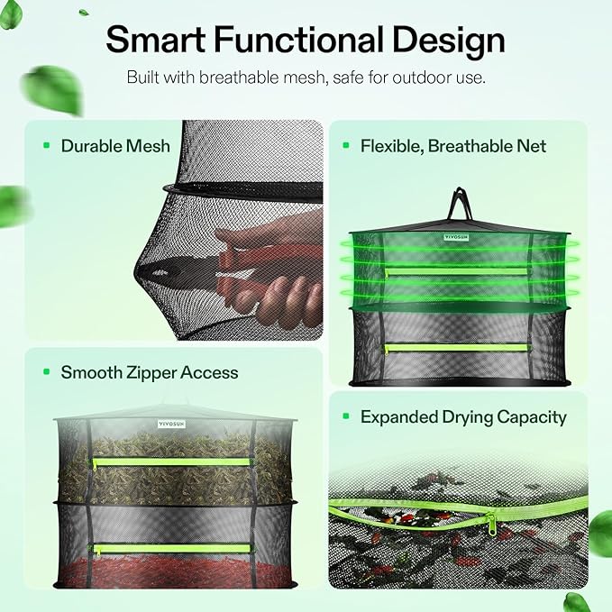 VIVOSUN 2-Layer Mesh Drying Rack Hanging Design - Image 4