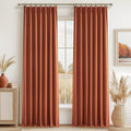 Fall Burnt Orange Curtains Pinch Pleated Blackout 108 Inches Long 2 Panels Set by QJMYDECO