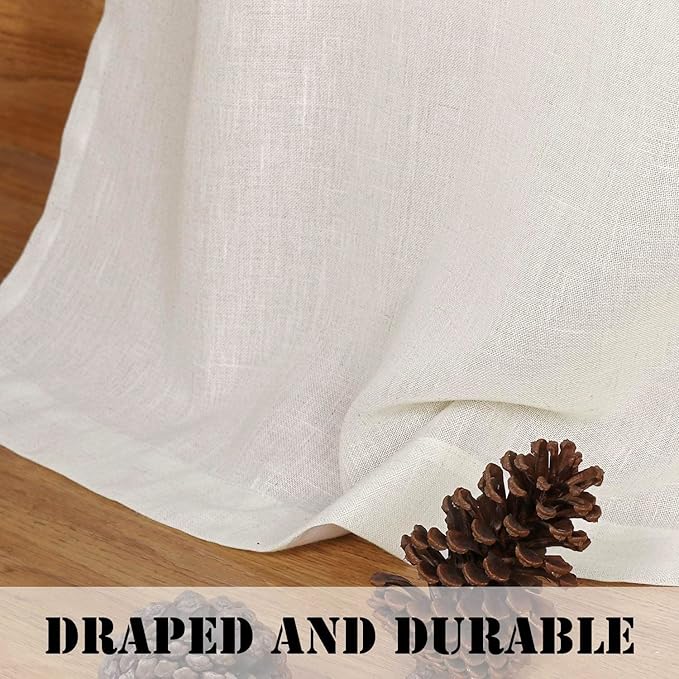 Linen Curtains Elegant Natural Linen Blended Curtains Energy Efficient Light - Image 6
