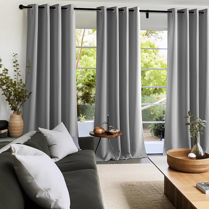 NICETOWN Room Darkening Draperies Curtains Panels, 2 Panels Silver Grey W52 x - Image 2