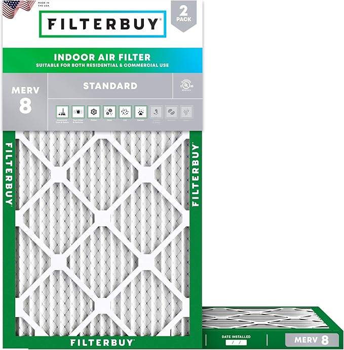Filterbuy 8x24x1 Air Filter MERV 8 Essential Dust & Allergy Defense, by Filterbuy