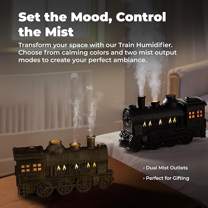 OMEO Black Small Train Aromatherapy Humidifier & Essential Oil Diffuser - Image 5