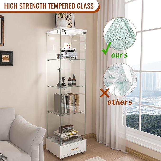 Yoluckea 4 Tiers Glass Display Cabinet - Image 5