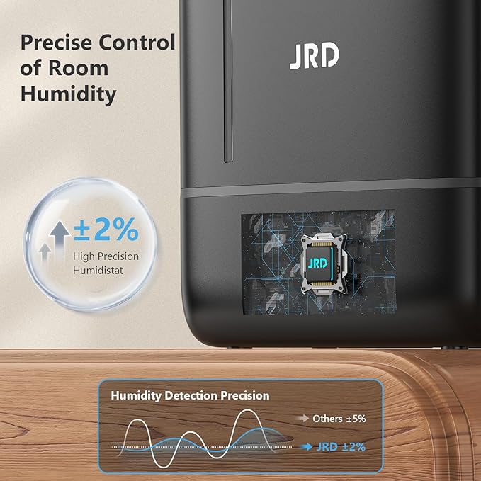 JRD Humidifiers for Bedroom, Ultrasonic Humidifier 4L for Large Room, Cool Mist - Image 3