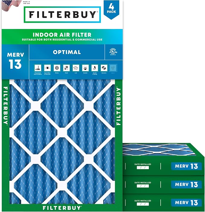 Filterbuy 14x24x2 Air Filter MERV 13 Optimal Smoke & Allergy Defense, by Filterbuy