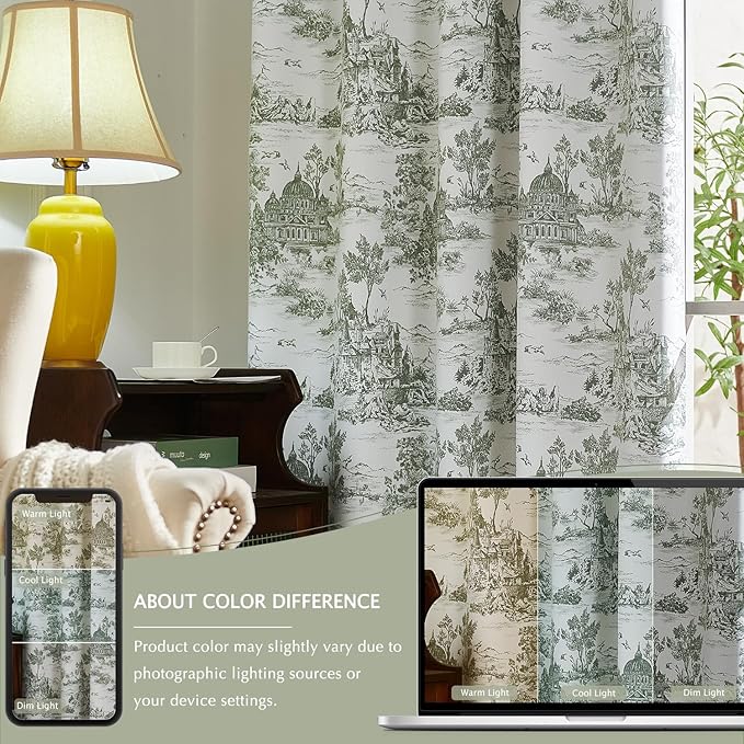 jinchan 95% Blackout Toile Curtains - Image 6