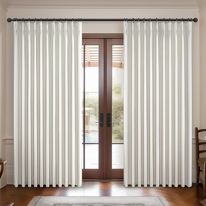 Lush Decor Wide Curtains for Windows 120 to 140 Blackout Linen 108 Inches Long by QJMYDECO