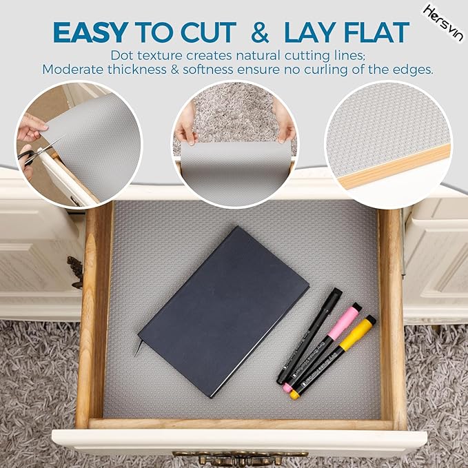 Hersvin Shelf Liners, 12in x 20ft Kitchen Drawer Mats, Non-Adhesive EVA - Image 5