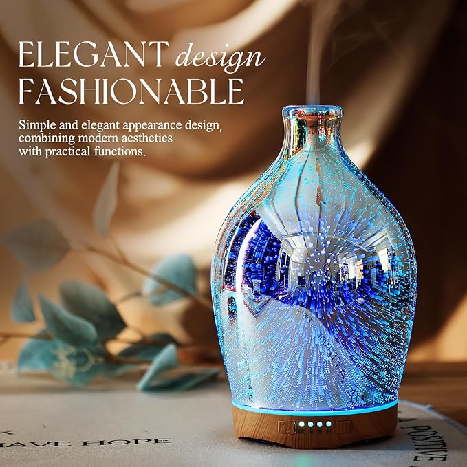 Porseme 280ml Essential Oil Diffuser 3D Glass Aromatherapy Ultrasonic Humidifier - Image 4