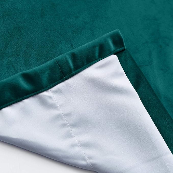 ChadMade Blackout Lined Premium Velvet Curtain Everlade Teal 50Wx108L Inch - Image 5