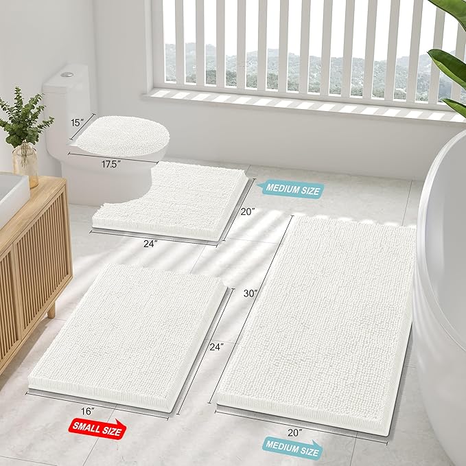 Smiry Luxury Chenille Bathroom Rugs 34x21, Extra Soft and Absorbent Shaggy Bath - Image 2