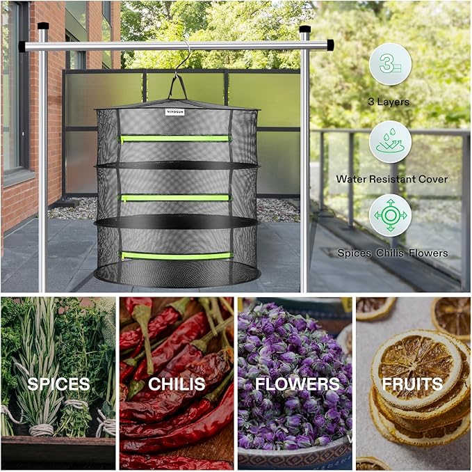 VIVOSUN 3-Layer Mesh Drying Rack Hanging Design - Image 4