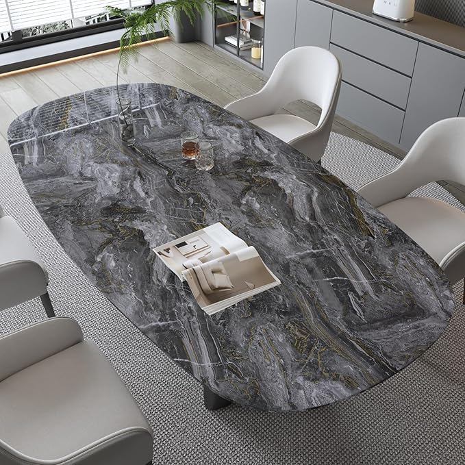 CRE8TIVE Dark Grey Gold Marble Contact Paper 12"x80" Glossy Slate Marble - Image 5