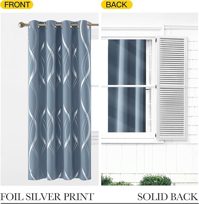 NICETOWN Vintage Blue Patterned Blackout Curtain - Image 7