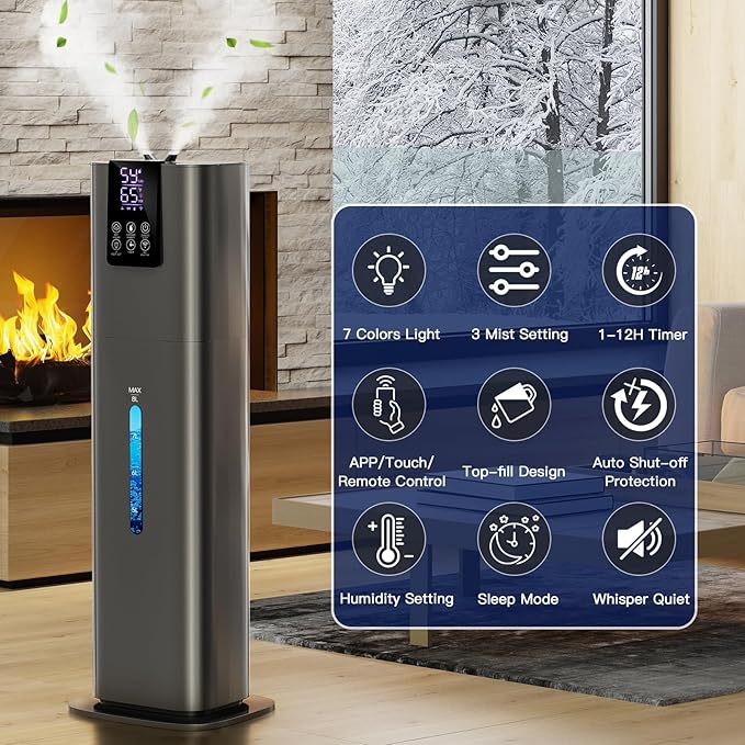Smart Humidifiers Large Room Bedroom Home, 2.11Gal Quiet Top Fill Cool Mist - Image 2
