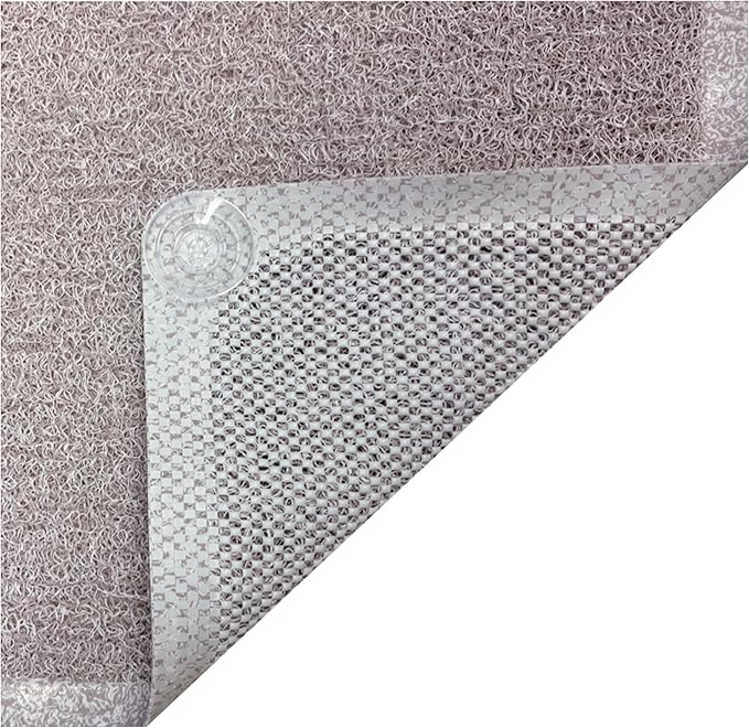 Non Slip with Suction Cups Loofah Bathmat 27"x15" & 29.5"X16.9", PVC Loofah - Image 4