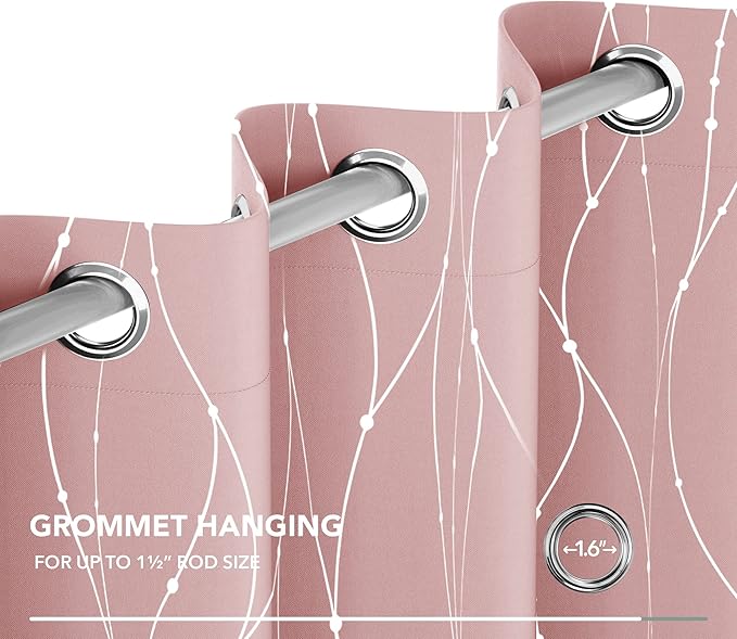 Deconovo Pink Curtains, Thermal Insulated Soundproof Curtain, 52 x 45 Inch Long - Image 7