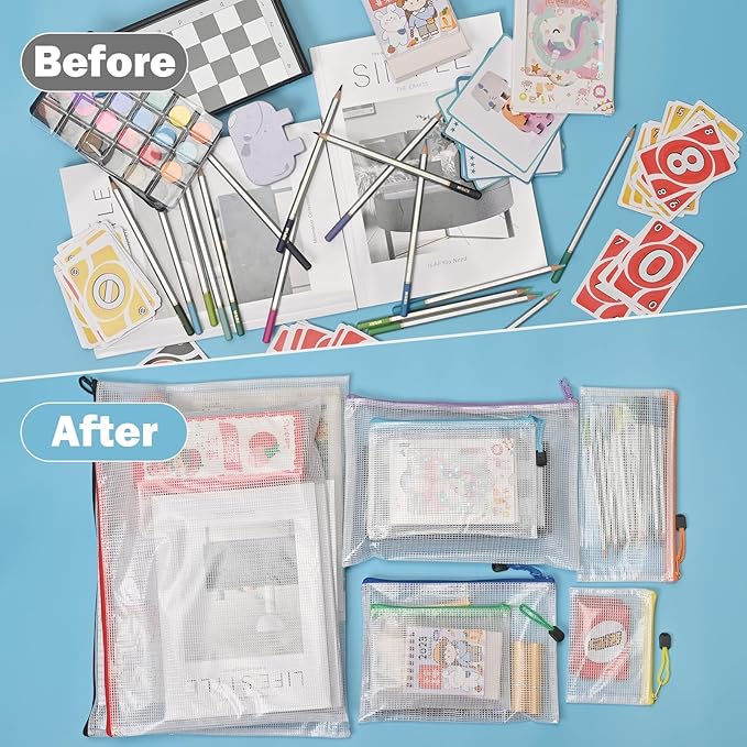 20 Pack Mesh Zipper Pouch Bags, 9 Sizes Waterproof Zipper Pouches - Image 7