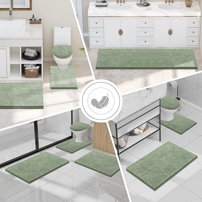 Smiry Luxury Chenille Bathroom Rugs 30x20, Extra Soft and Absorbent Shaggy Bath - Image 7