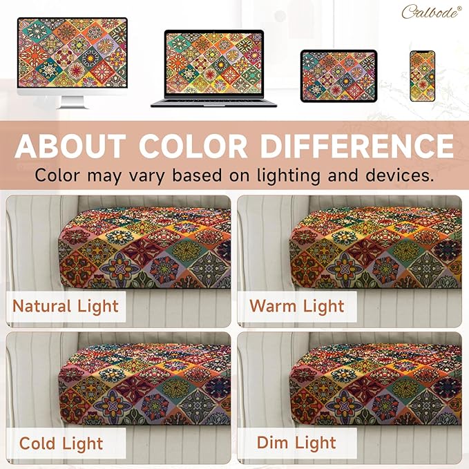 14Pcs Stretch Patio Cushion Cover, Bohemian Colored Geometric Pattern Couch - Image 6