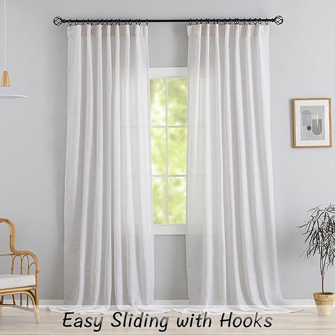 DONREN Off White Back Tab Curtains 84 Inches Long 2 Panels - Image 2