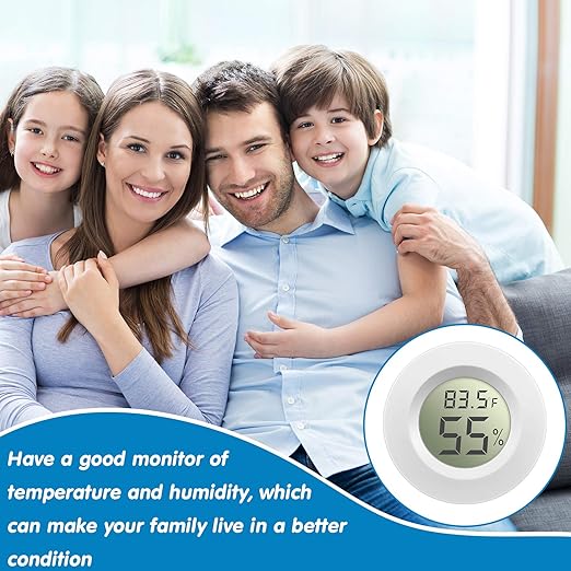 Weewooday 4 Pcs Mini Hygrometer Thermometer Round Digital Humidity Gauge - Image 5