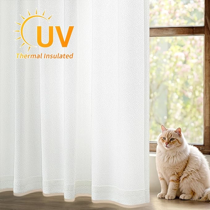 MIULEE White Thermal Insulated Curtains 90 Inches Long 2 Panels Set - Image 2