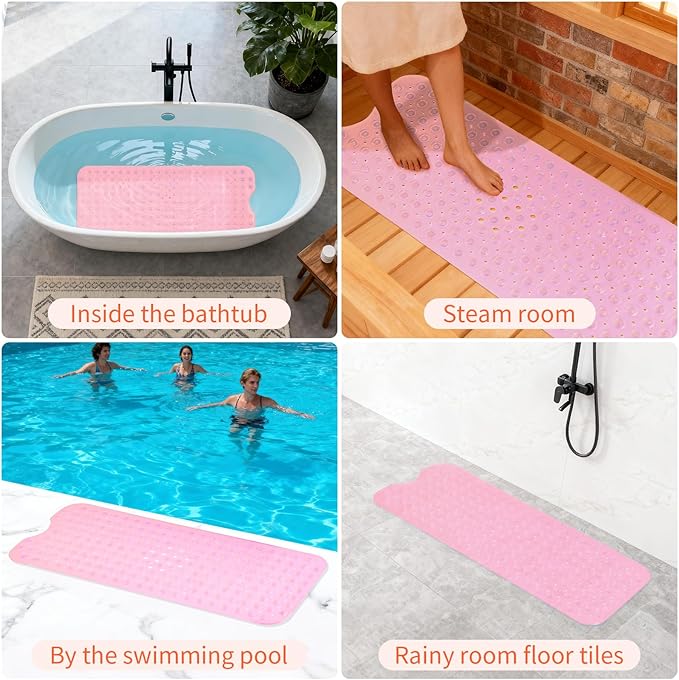 Anti-Slip Bathtub Shower mat, 39.3×15.7 inch（Approximately 100 × 40cm） Soft - Image 6