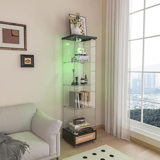 Yoluckea 4-Tier Glass Display Cabinet - Image 7