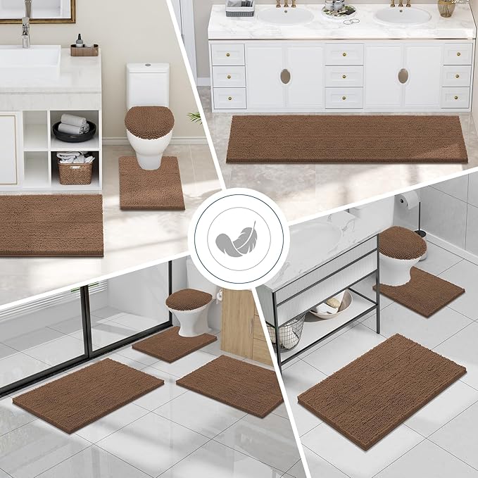 Smiry Luxury Chenille Bathroom Rugs 30x20, Extra Soft and Absorbent Shaggy Bath - Image 7