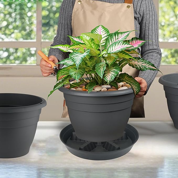 4 Pack Plant Saucer 14 inch, Plastic Plant Saucers - Image 6