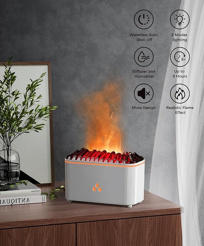 Essential Oil Diffuser, Flame Air Aromatherapy Diffuser, 7 Color Changing Light - Image 3