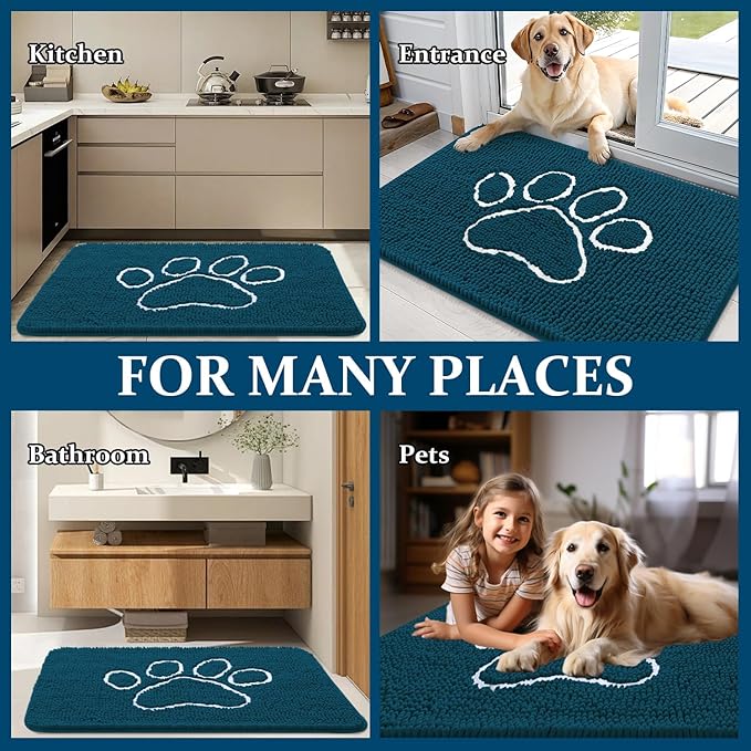 OLANLY Dog Door Mat for Muddy Paws 32x20, Paw Print Design, Absorbs Moisture - Image 8