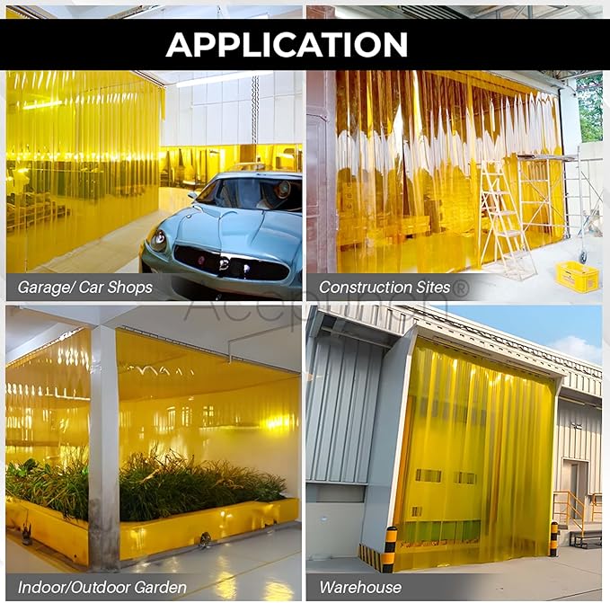 Yellow Kit PVC Smooth Plastic Strip Door Curtain 7x78.7 inch Standard Clear - Image 3