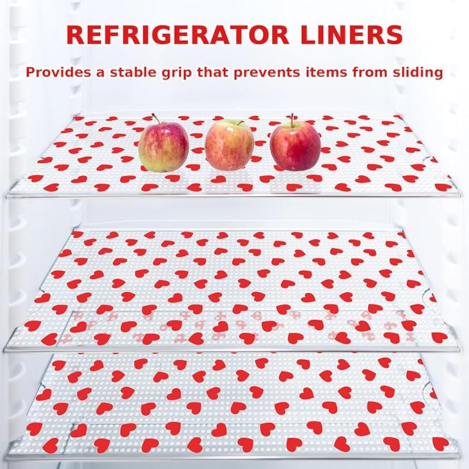 Valentine's Day Refrigerator Liner Waterproof Fridge Shelf Mat Red Heart - Image 4
